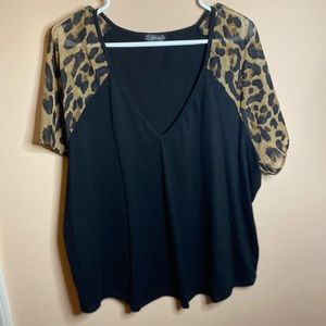 SHEIN black and cheetah print top